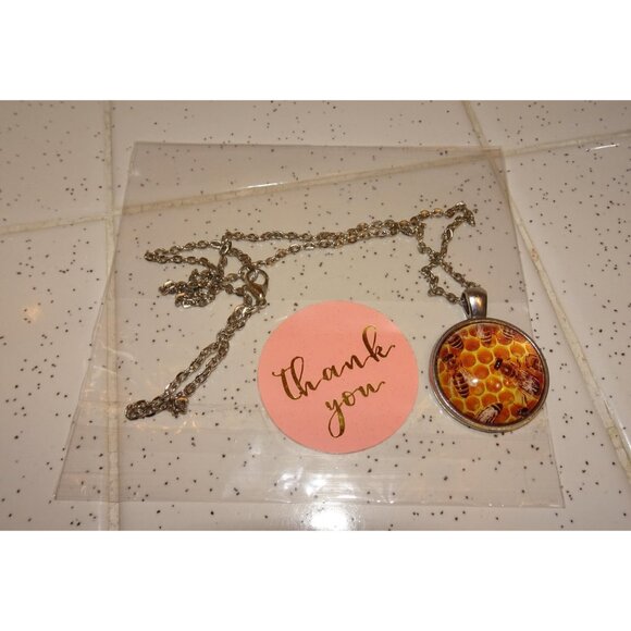 Vintage Honey Bee & Hive Necklace Pendant nature lover boho hippie retro chain - Picture 12 of 14